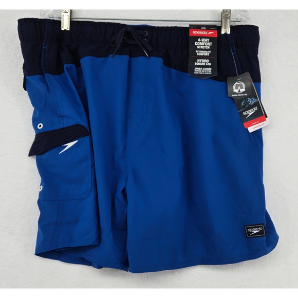 Speedo Mens Swim Trunks Blue Size XXL‎ Marina Flex Volley 17" Pocket NWT - Picture 2 of 13